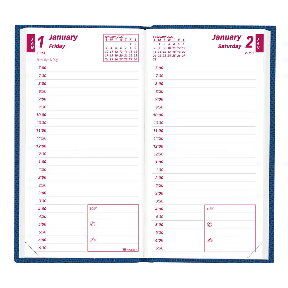 Agenda de poche traditionnel Brownline® quotidien 6" x 3-1/8" assorti, anglais