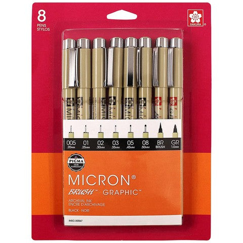 Sakura Pigma Pens 8 Set Black