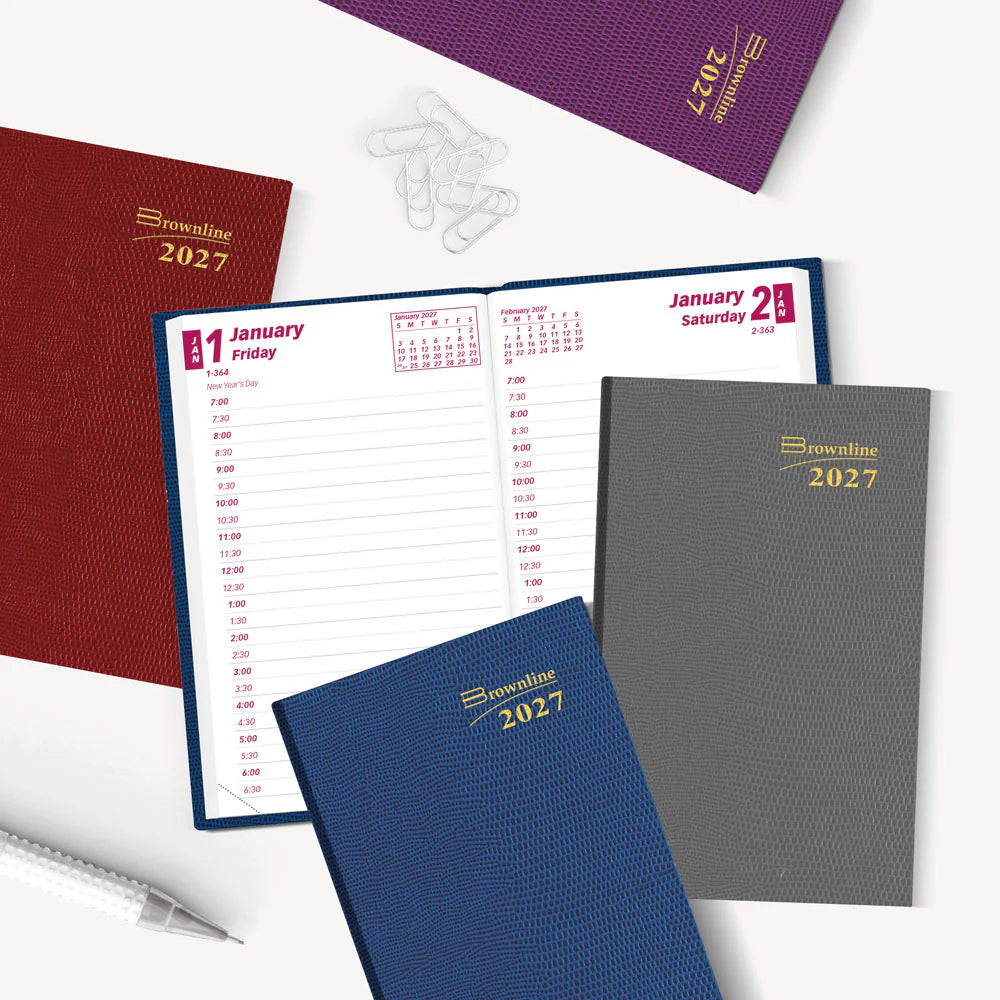 Blueline Essential 12-Month Daily Pocket Planner Jan–Dec 2027, Assorted Colours, 4.75"x3"