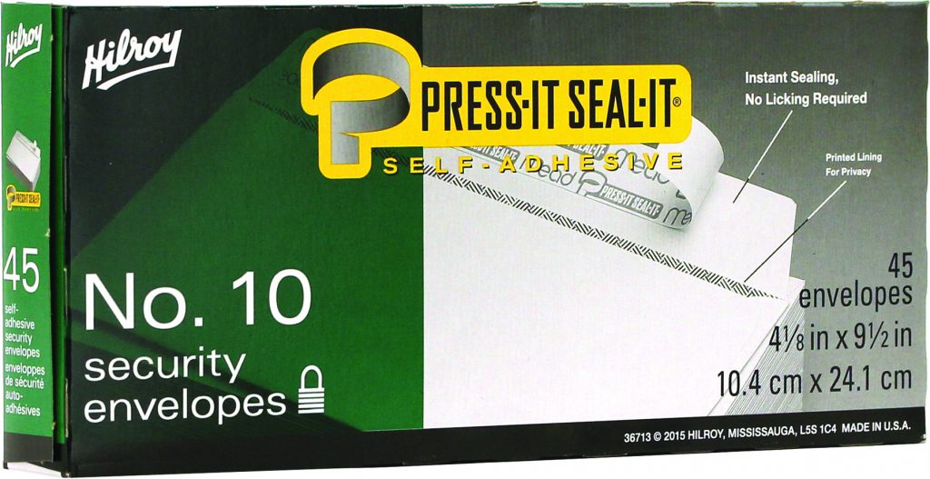 Hilroy Press-It Seal-It No.10 Security Envelopes 45pk