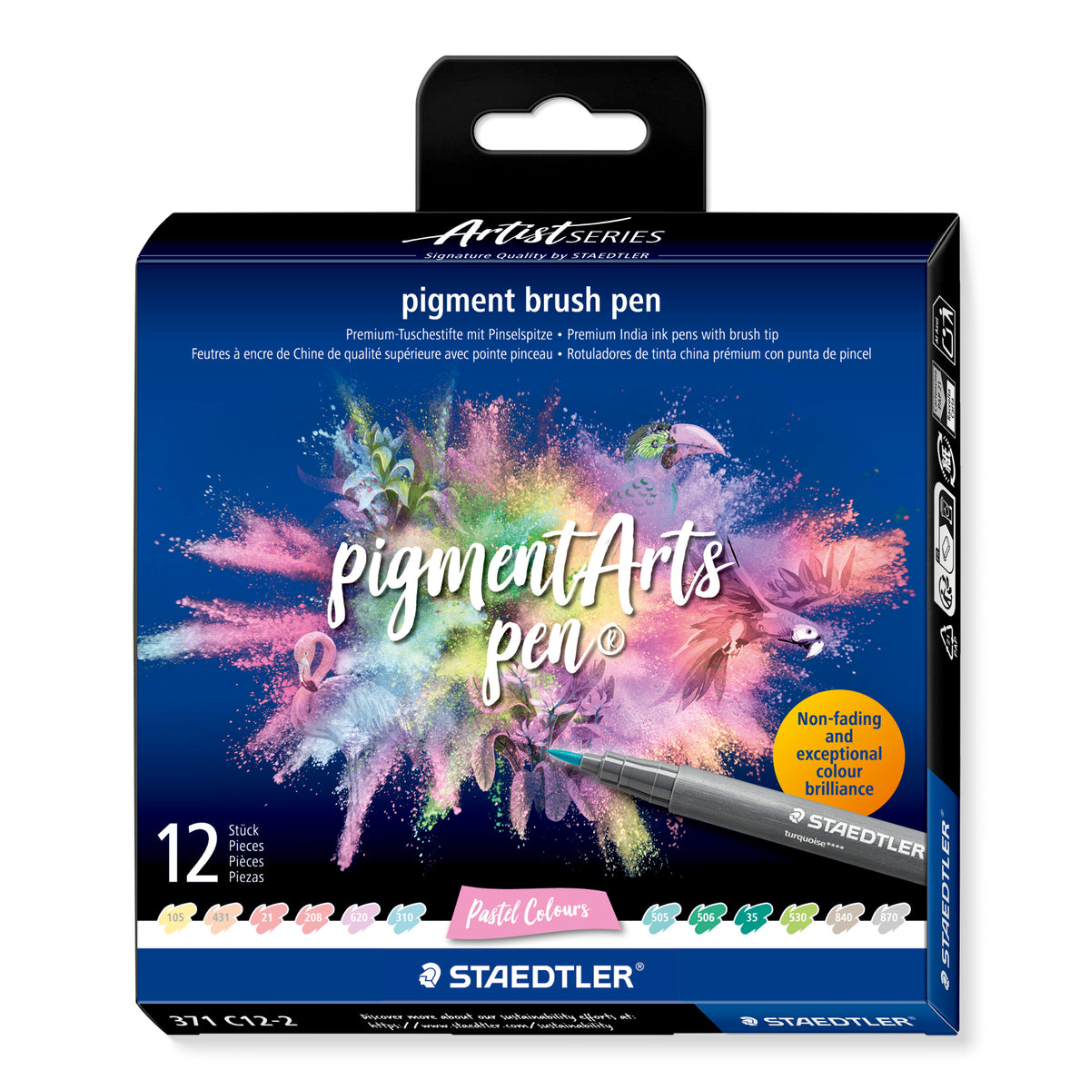 Staedtler Pigment Arts brush pen set — 12 Pens, Pastel Colours (371 C12-2)