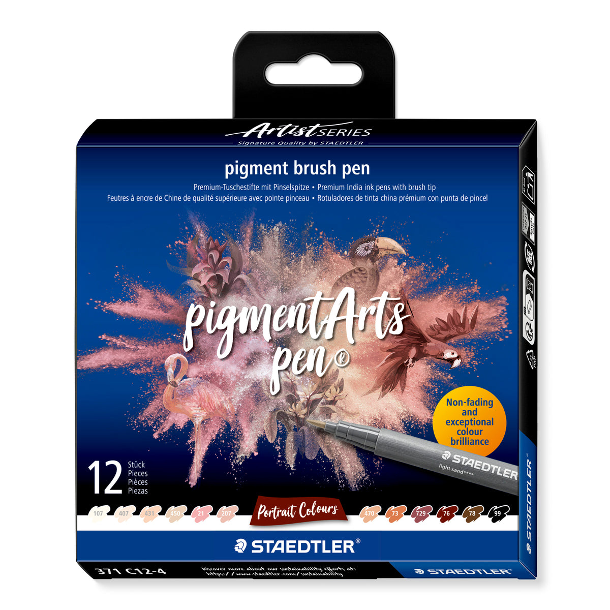 Staedtler Pigment Arts brush pen set — 12 Pens, Portrait Colours (371 C12-4)