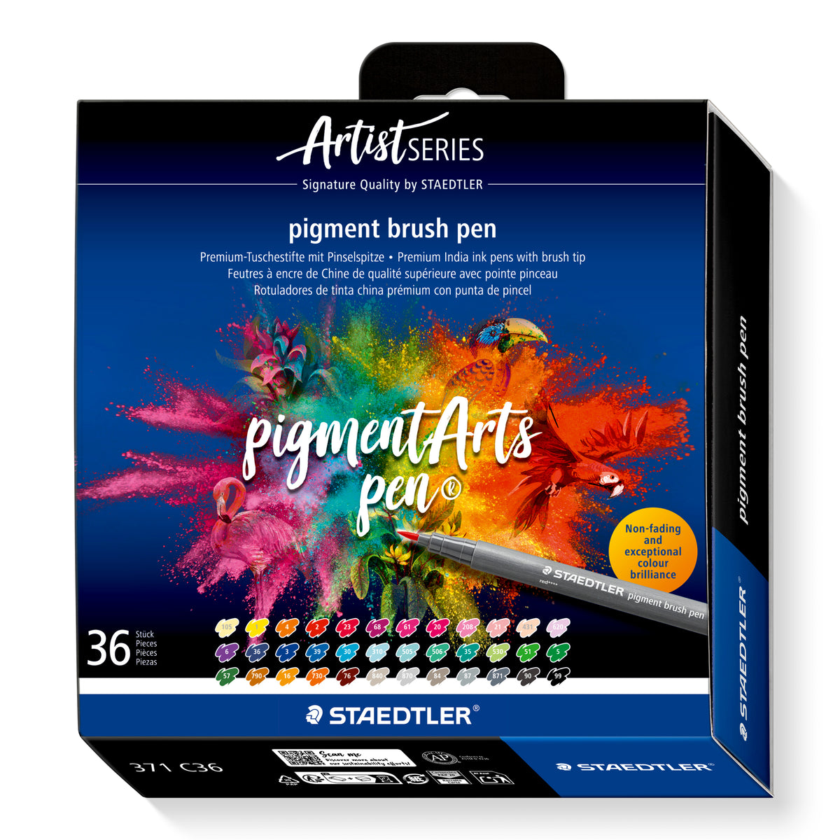 Staedtler Pigment Arts brush pen set — 36 Pens, Assorted (371 C36)