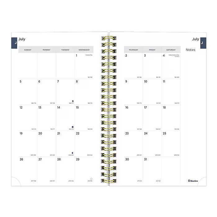 Blueline Floral Academic Weekly Planner 13-Month July–July 8"x5" Green