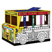 Maisonnette/Bus scolaire en carton à colorier