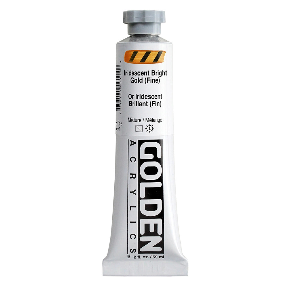 Golden Heavy Body Acrylic Iridescent Bright Gold Fine, 2 oz (59 ml) tube