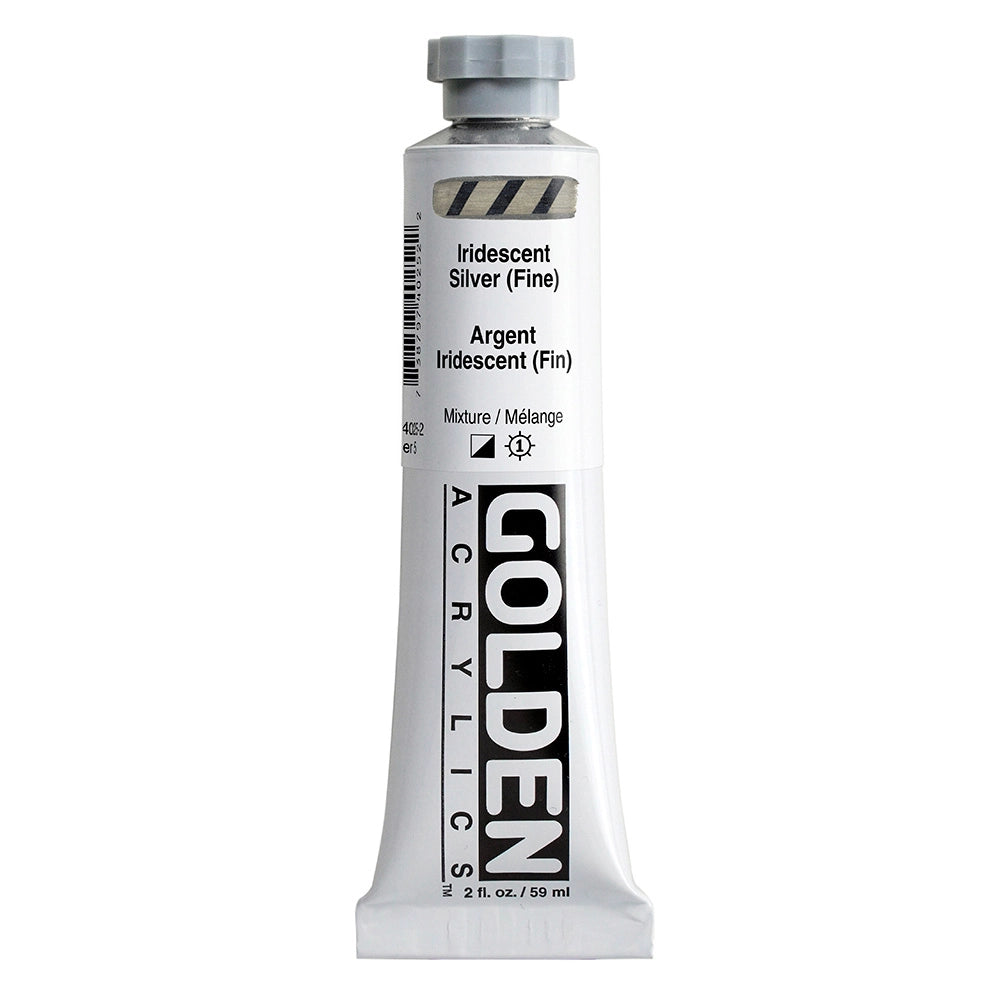 Golden Heavy Body Acrylic Iridescent Silver Fine, 2 oz (59 ml) tube