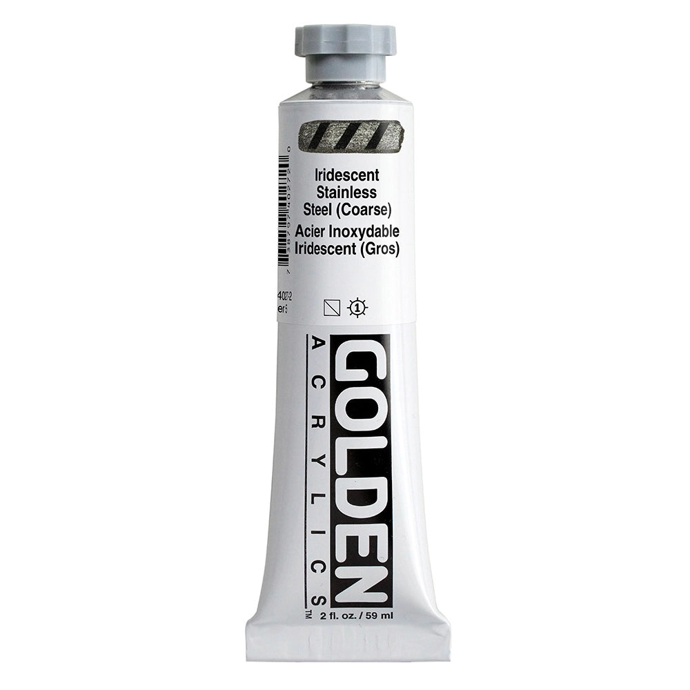 Golden Heavy Body Acrylic Iridescent Stainless Steel Coarse, 2 oz (59 ml) tube