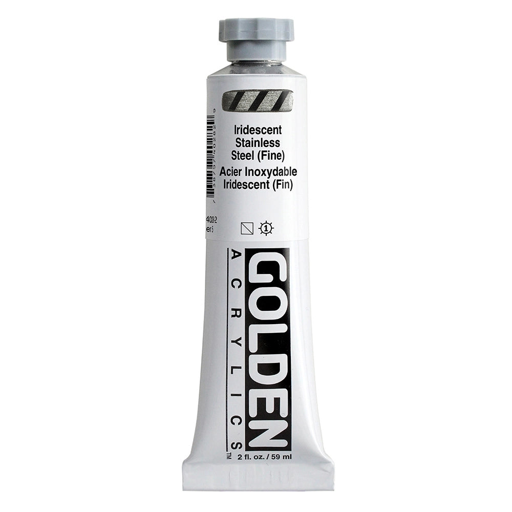 Golden Heavy Body Acrylic Iridescent Stainless Steel Fine, 2 oz (59 ml) tube