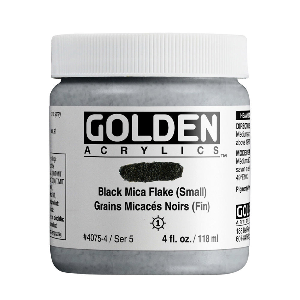 Golden Heavy Body Acrylic Black Mica Flake (Small), 4 oz (118 ml) jar