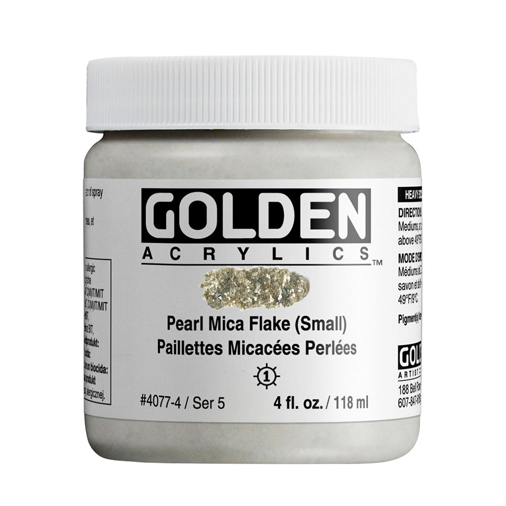 Golden Heavy Body Acrylic Pearl Mica Flake (Small), 4 oz (118 ml) jar