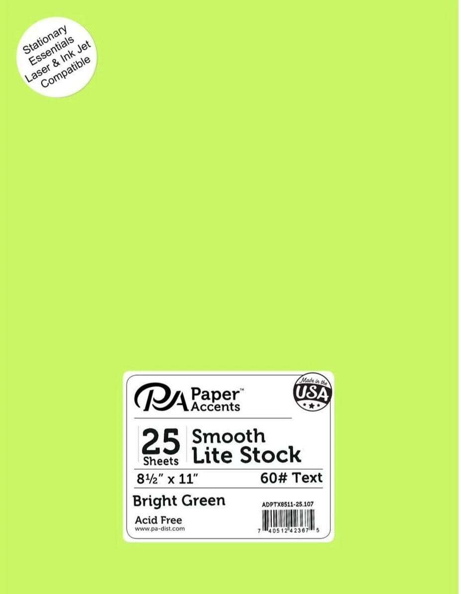 Lightweight 8.5x11" Single Colour 25pks