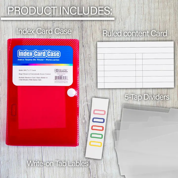 Index Card Case 3 x 5 with 5 tab divider