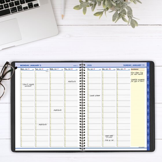 AT-A-GLANCE® QuickNotes® 2026 Weekly Monthly Appointment Book Planner, Black, Large, 8 1/4" x 11"