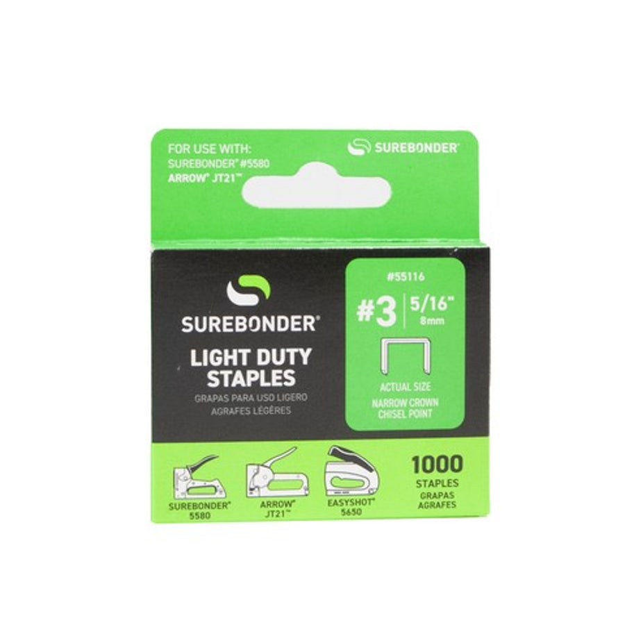 Light-Duty Staple Gun Staples - 5/16", Box of 1,000