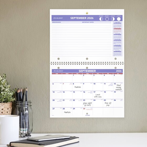 AT-A-GLANCE Academic Bilingual Desk/Wall Calendar 2026/2027, 16-Month, 11x8