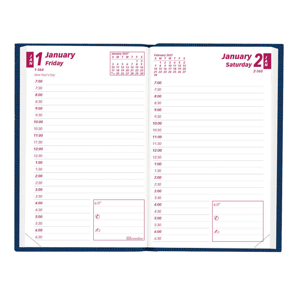 Blueline Essential 12-Month Daily Pocket Planner Jan–Dec 2027, Assorted Colours, 4.75"x3"