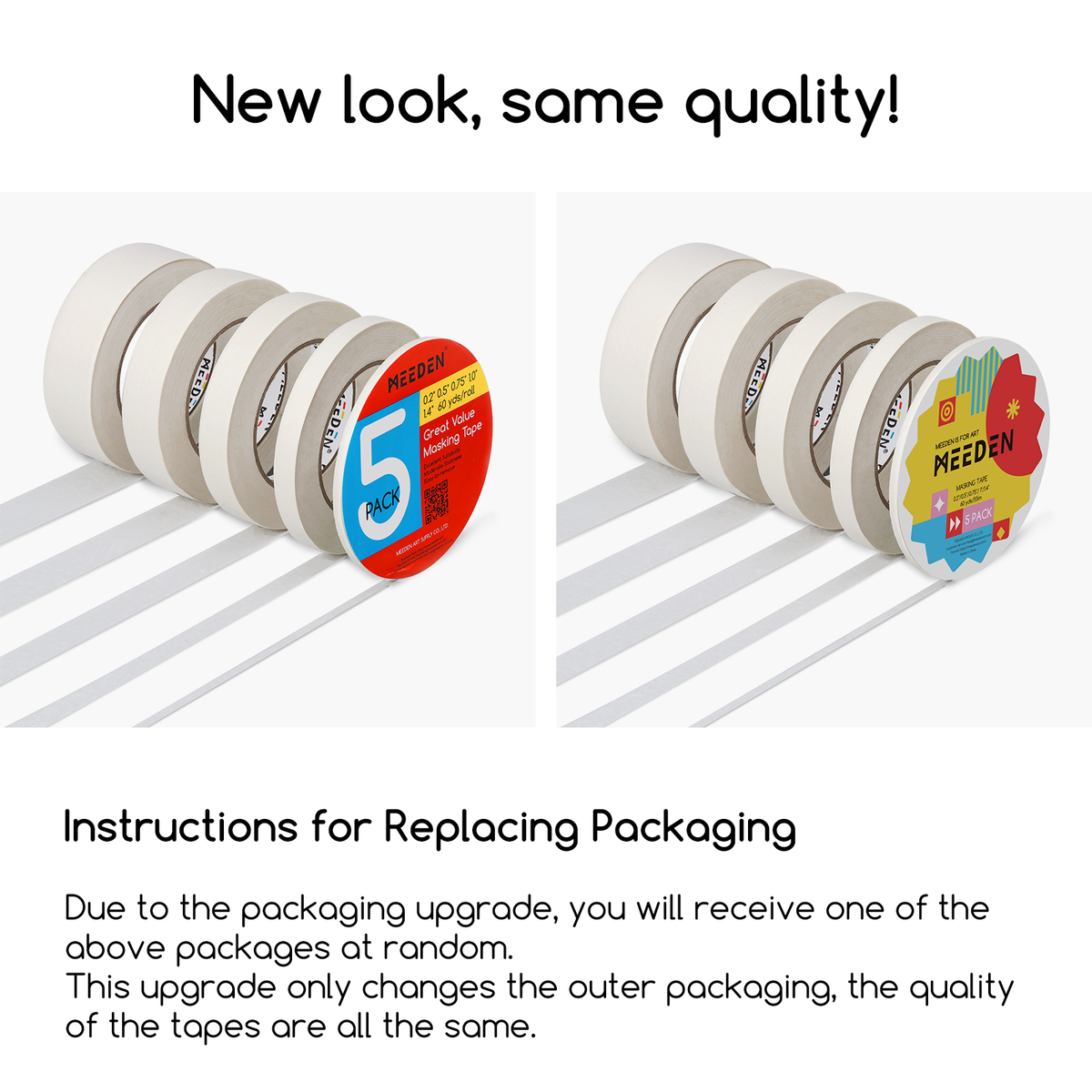 Meeden Masking Tape Set — 5 Rolls, 0.2" to 1.4" Widths