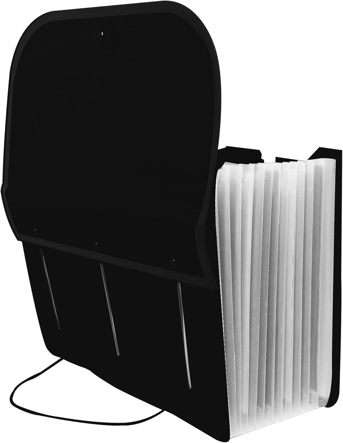 Expanding File with Sliding Cover, 13-Pocket, Letter Size, Black