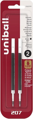 Uniball Refill Gel 207 Black 2/PK