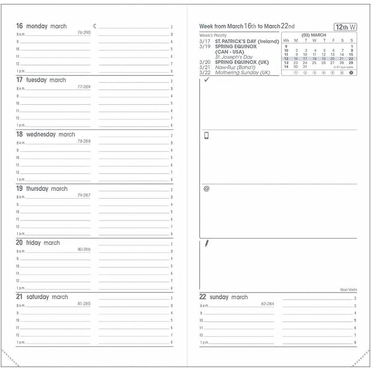Quo Vadis IB Traveler 2027 pocket weekly planner