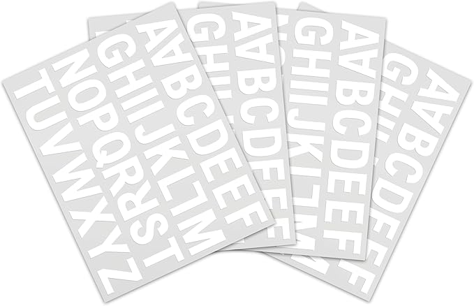 Pre-Cut Vinyl Uppercase Letters - White, Permanent 1.75"x1.38"