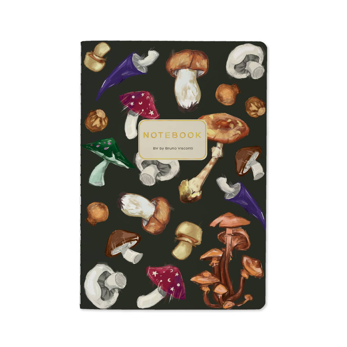 Bruno Visconti Mushrooms on Black 2 lined notebook, cover
