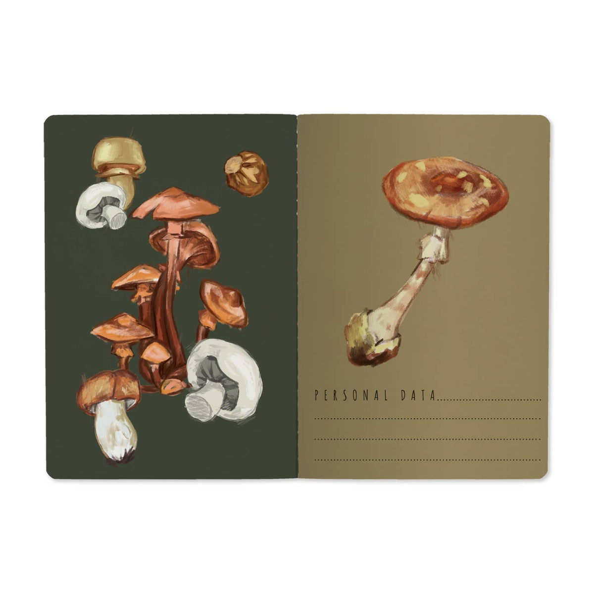 Bruno Visconti Mushrooms on Black 2 lined notebook, view 2