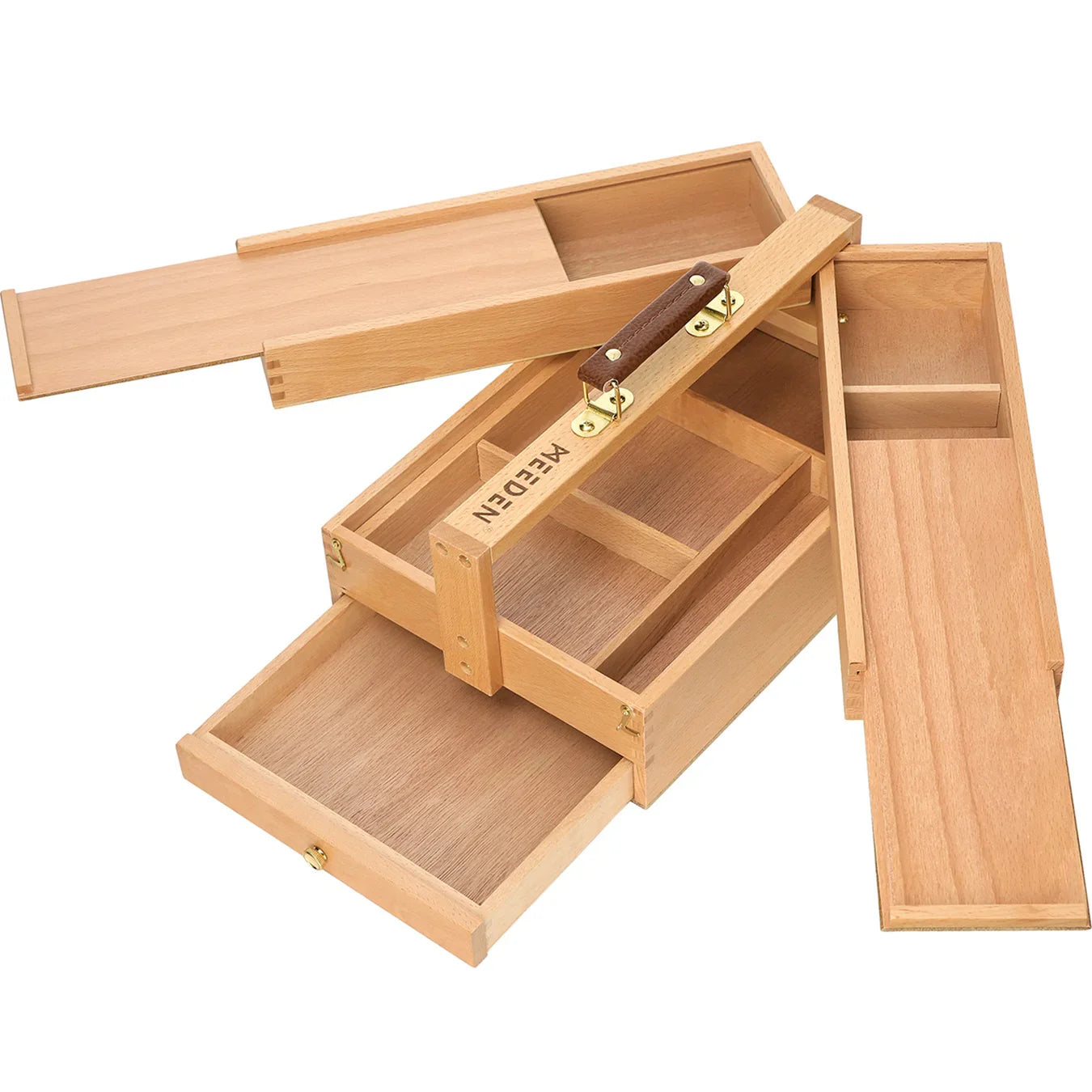 Multi Compartment Beechwood Storage Box