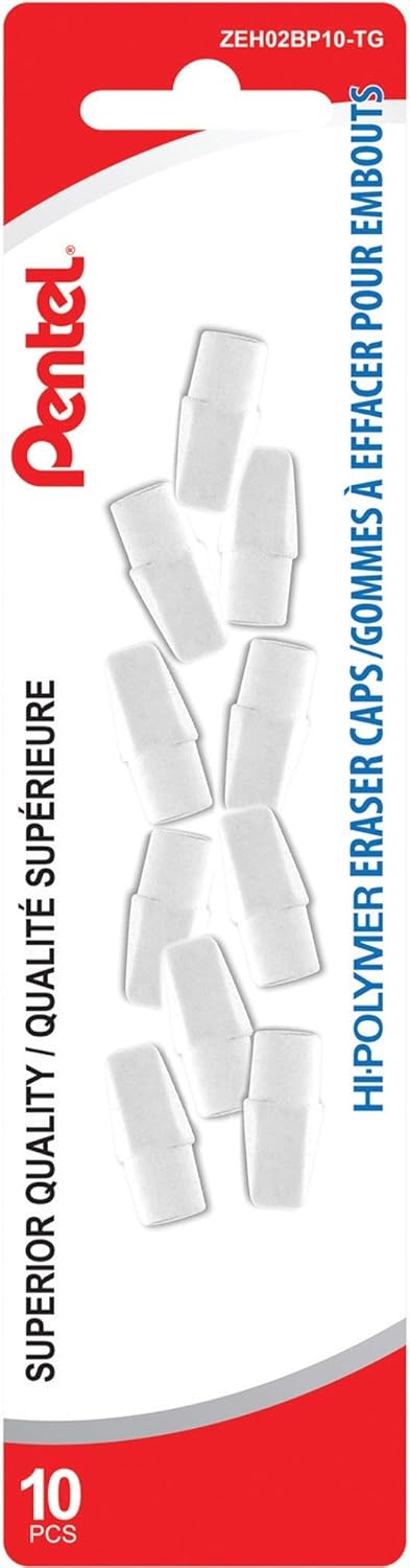 Eraser Caps 10/PK HI-POLYMER White
