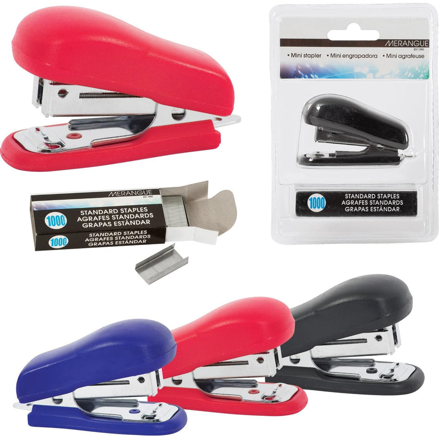 Merangue Compact Mini Stapler - with 1,000 Staples