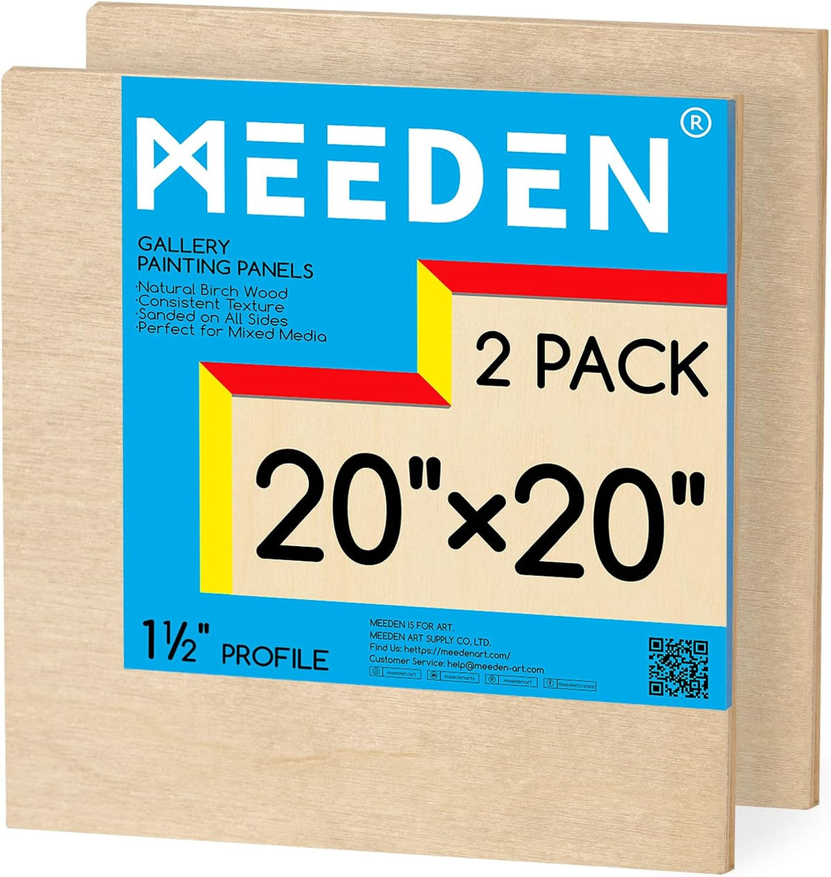 Meeden cradled birch board, 1.5" gallery depth – 20"x20" panel