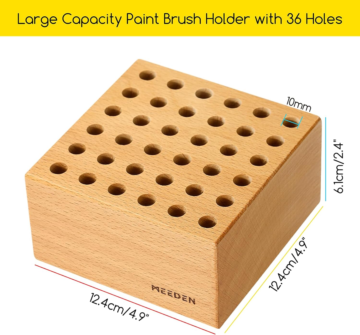 Beechwood 36-Slot Brush & Pencil Holder