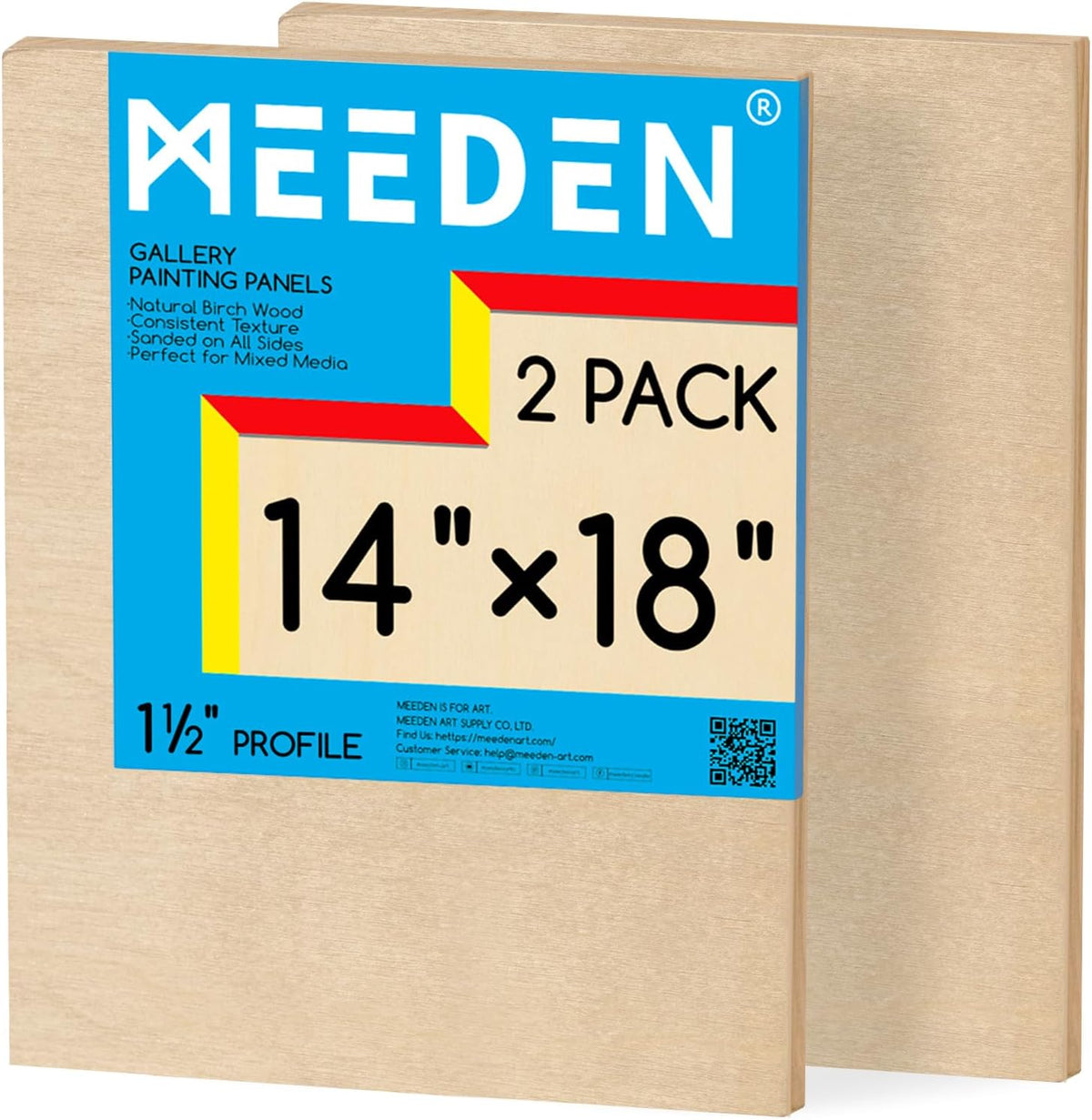 Meeden cradled birch board, 1.5" gallery depth – 14"x18" panel