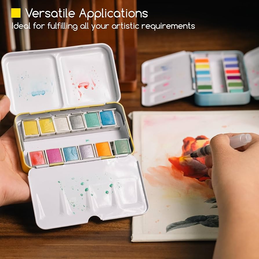 Watercolour Travel 12-Colour Tin - Metallics