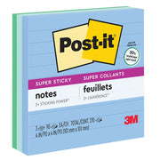 Blocs-notes Post-it® Super Sticky Recyclés Quadrillés | 101,6x101,6 mm | Couleurs Bora Bora | 90 feuilles/bloc | 3 blocs/paquet