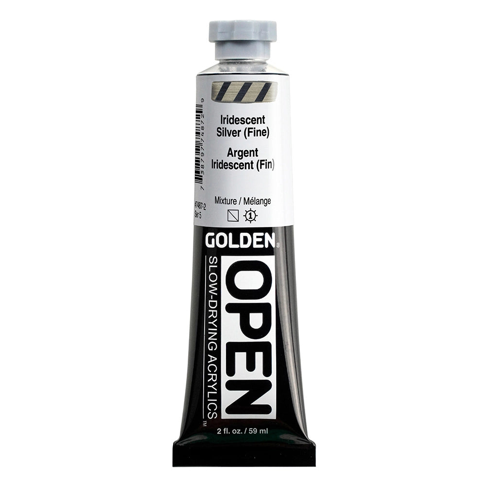 Golden OPEN Acrylic Iridescent Silver (Fine), 2 oz (59 ml) tube