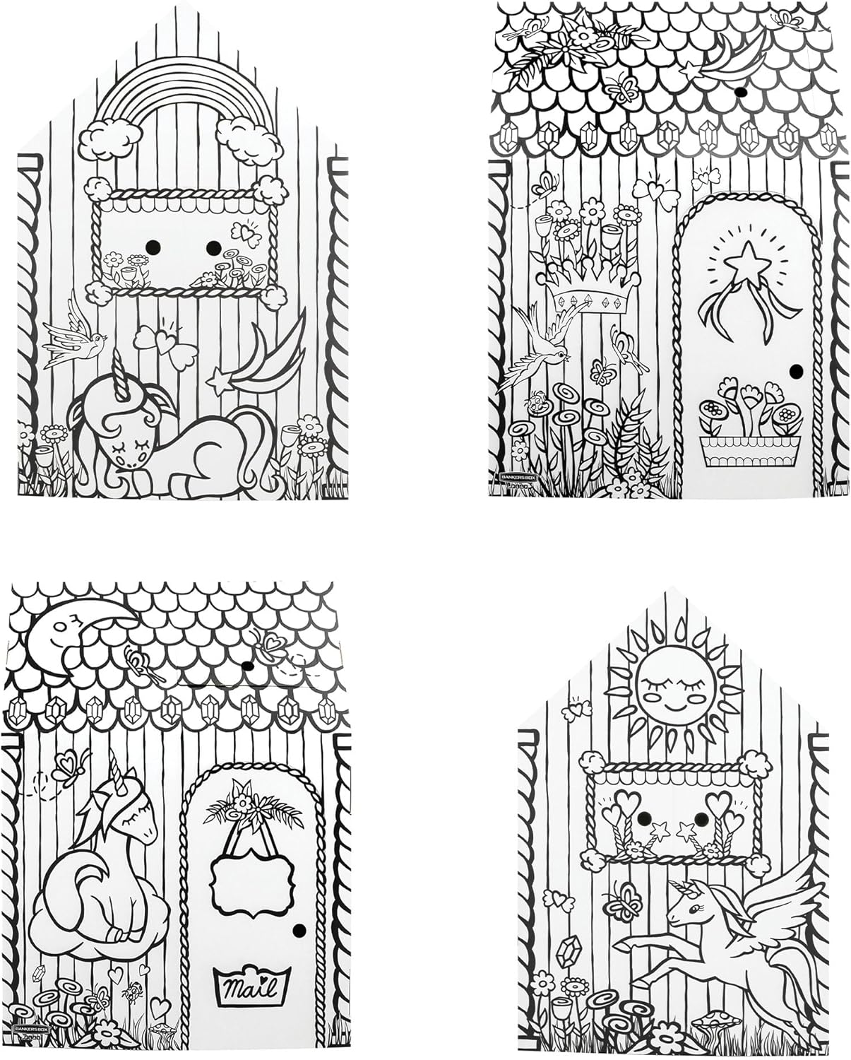 Maisonnette en carton à colorier / Licorne