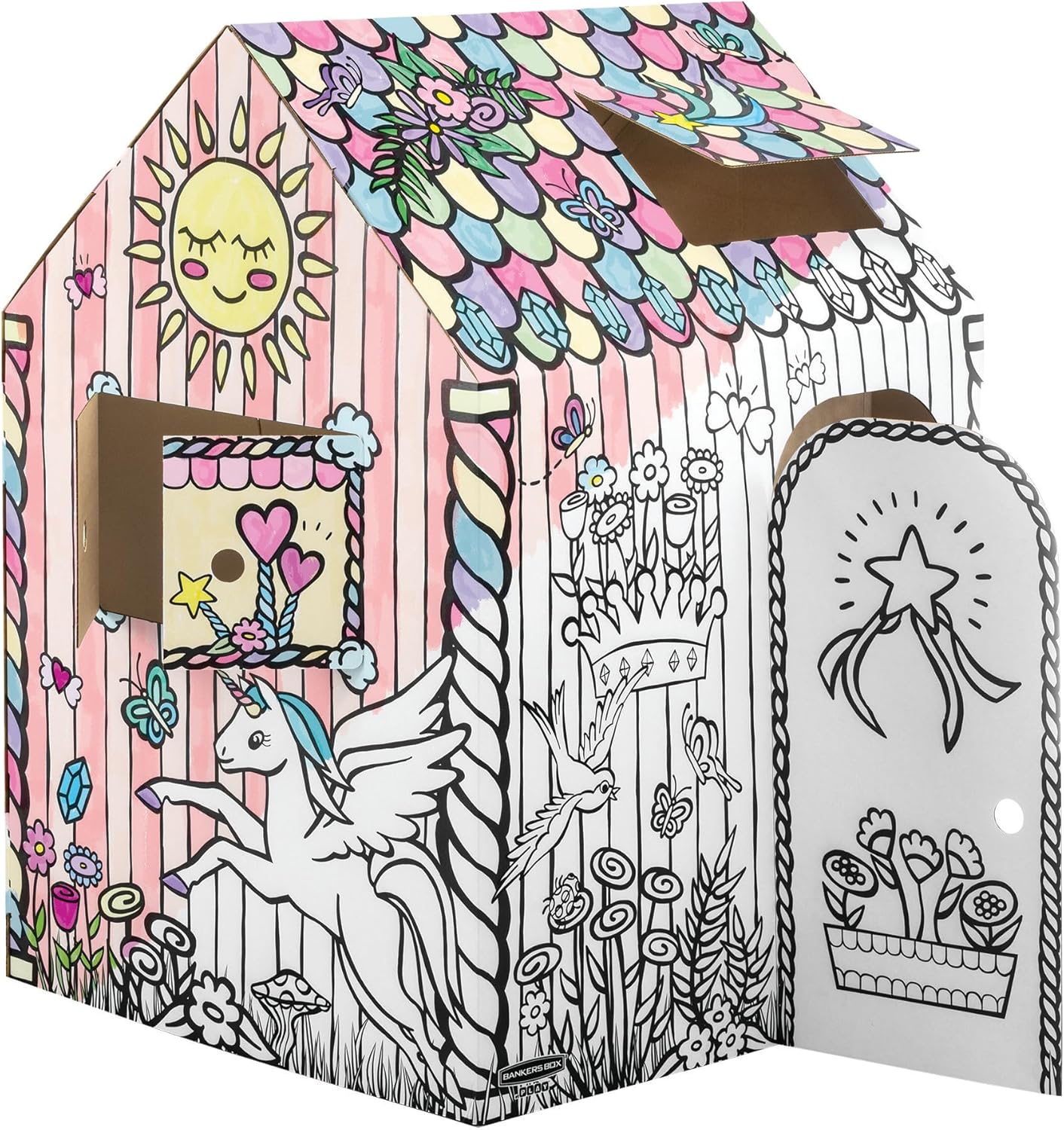 Maisonnette en carton à colorier / Licorne
