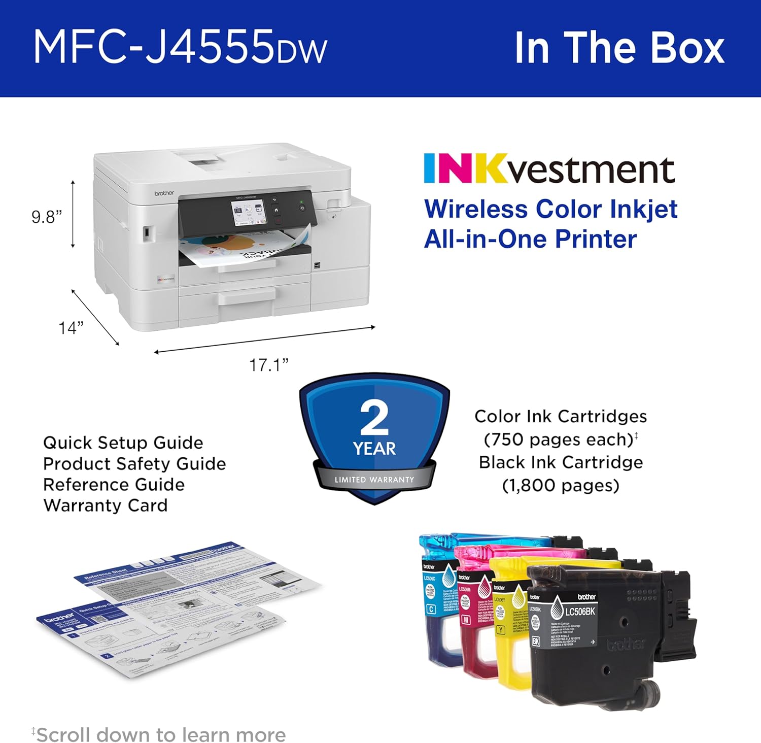 Brother Printer Wireless Colour Inkjet All-in-One Printer
