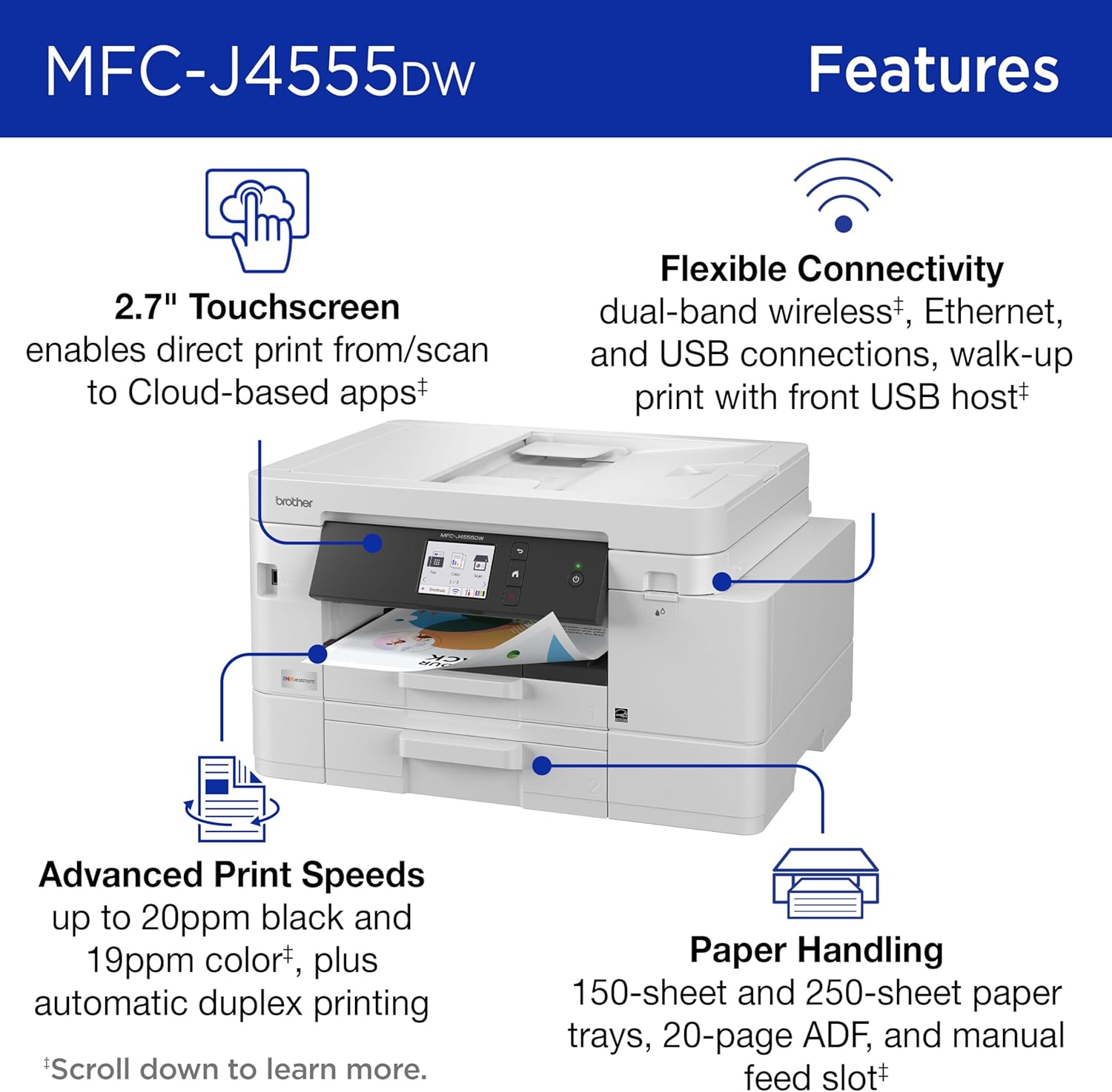 Brother Printer Wireless Colour Inkjet All-in-One Printer