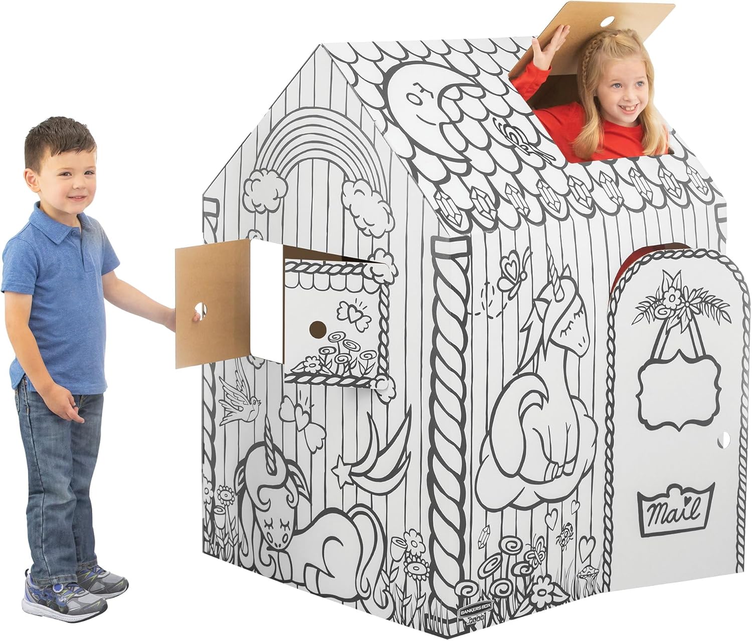 Maisonnette en carton à colorier / Licorne