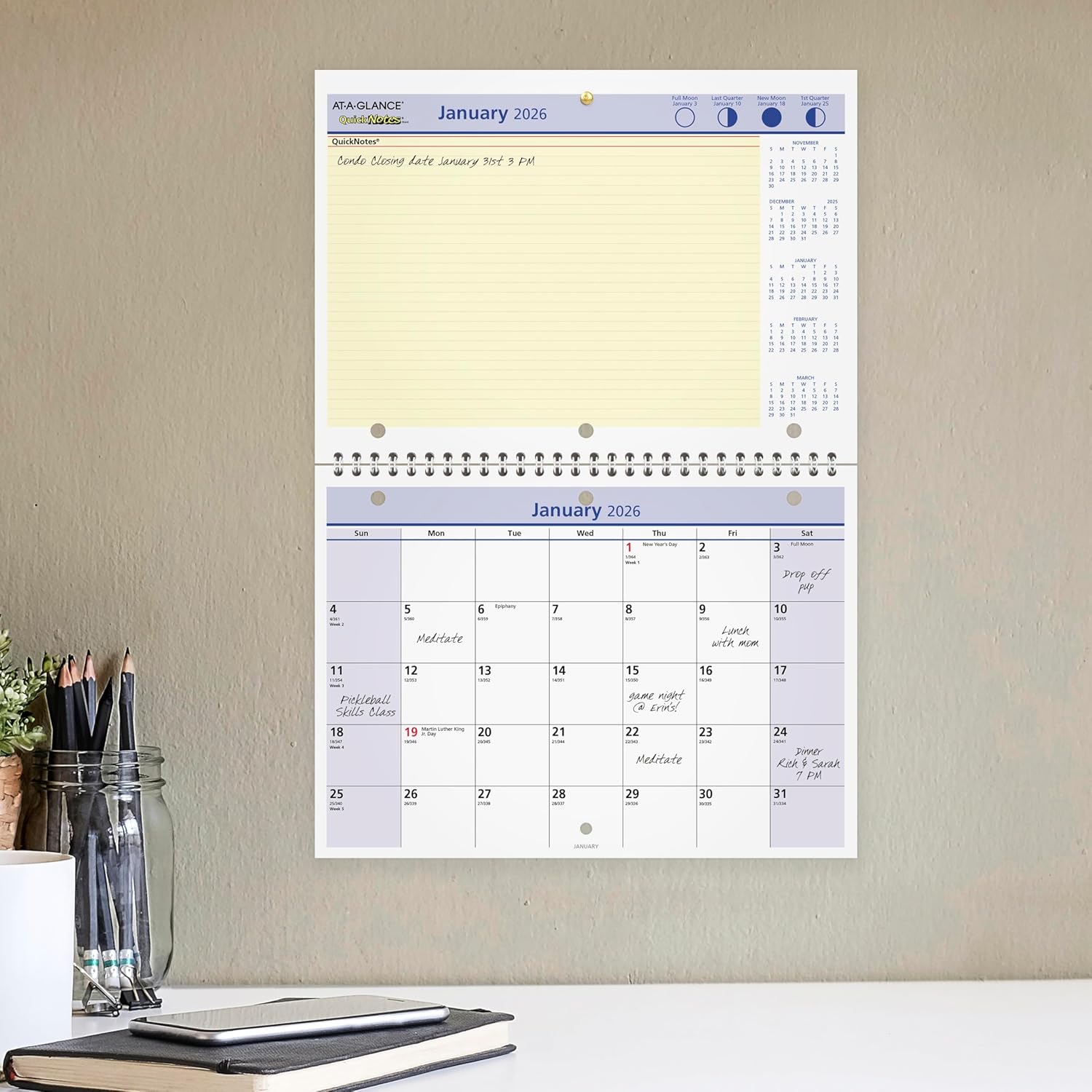 Calendar Wall and Desk Monthly 11 X 8 2026 PM5028