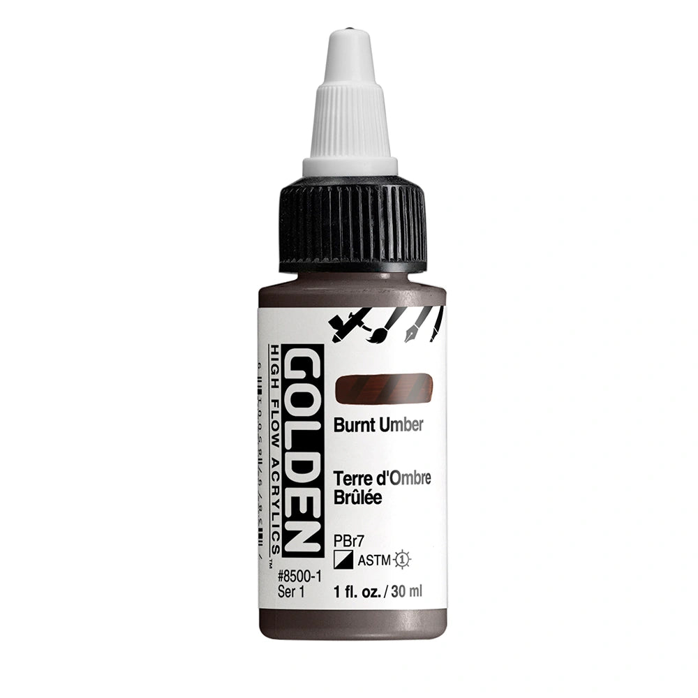 Golden High Flow Acrylic Burnt Umber, 1 oz (30 ml) bottle