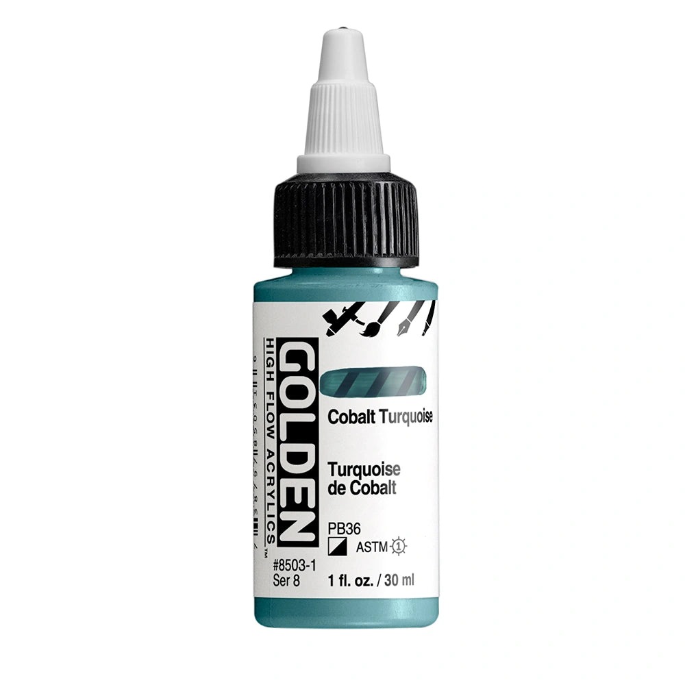 Golden High Flow Acrylic Cobalt Turquoise, 1 oz (30 ml) bottle