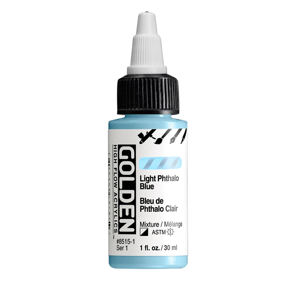 Golden High Flow Acrylic Light Phthalo Blue, 1 oz (30 ml) bottle