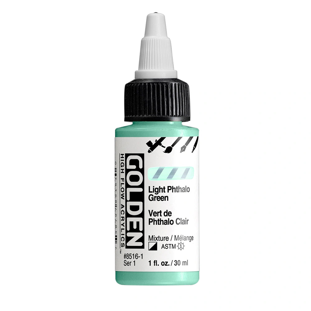 Golden High Flow Acrylic Light Phthalo Green, 1 oz (30 ml) bottle