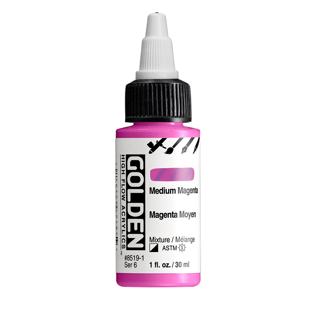 Golden High Flow Acrylic Medium Magenta, 1 oz (30 ml) bottle