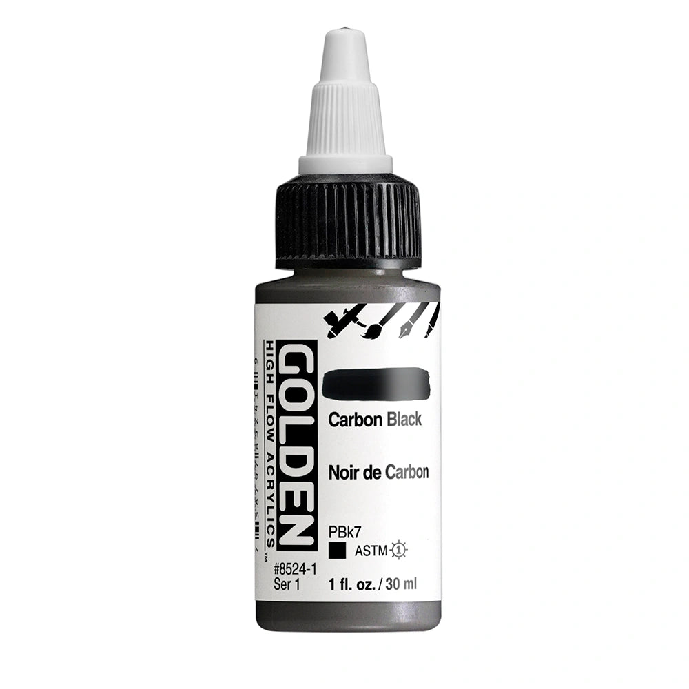 Golden High Flow Acrylic Carbon Black, 1 oz (30 ml) bottle
