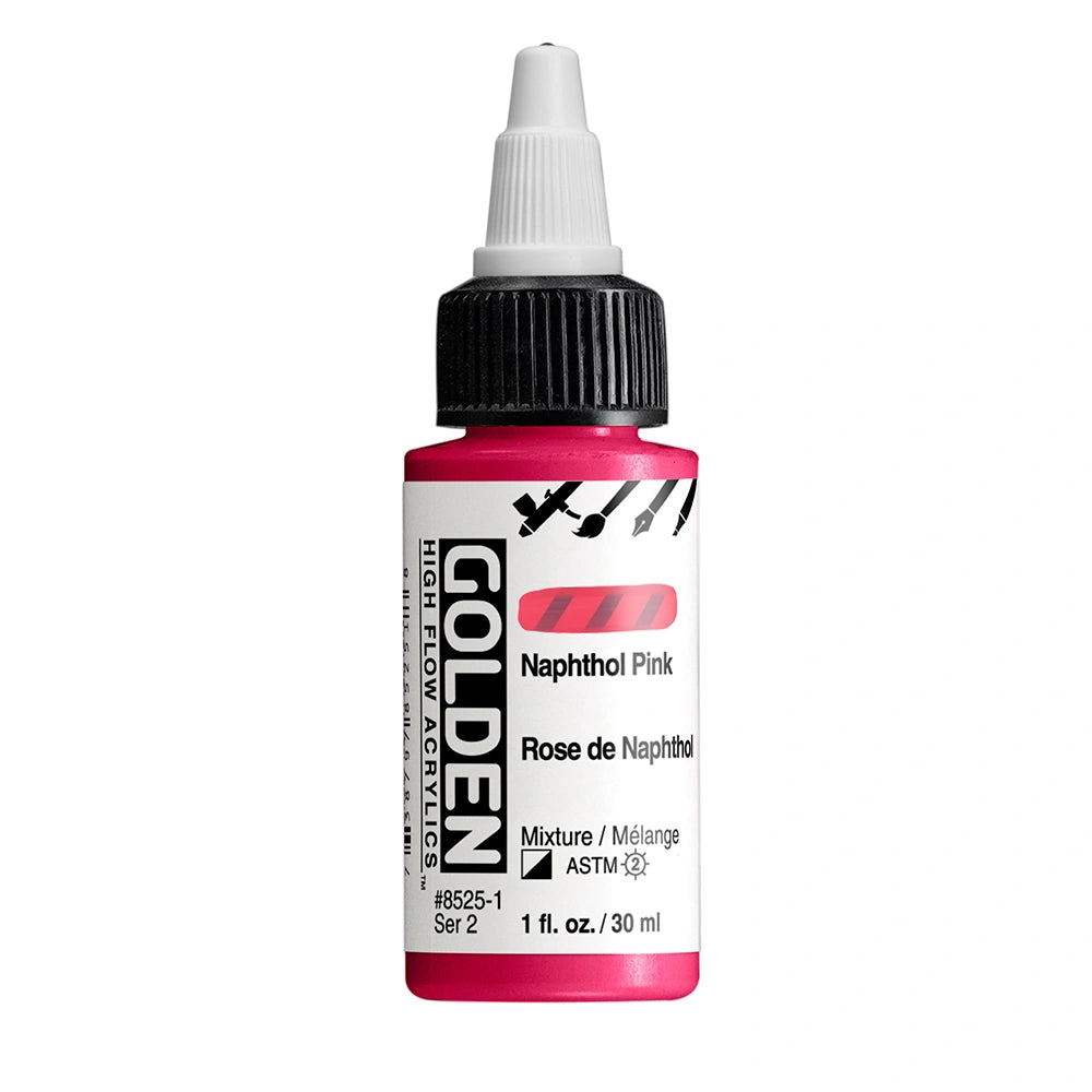 Golden High Flow Acrylic Naphthol Pink, 1 oz (30 ml) bottle